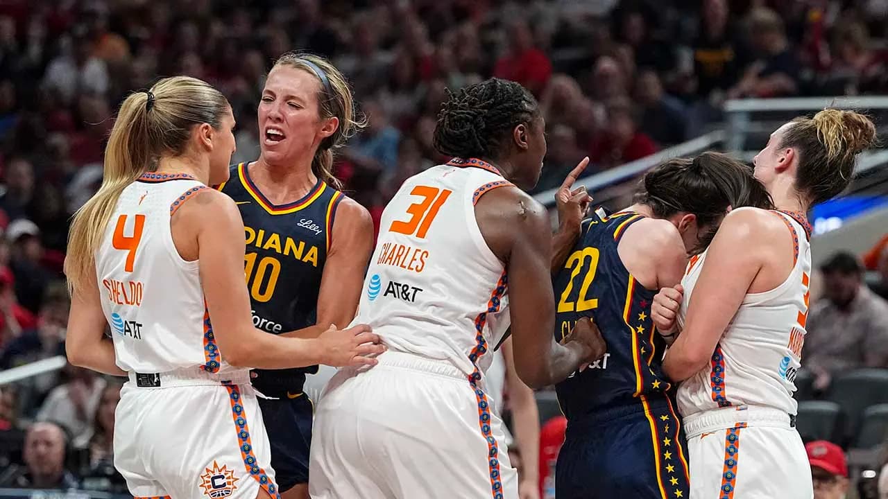 Image for Fever coach rips WNBA officials after Caitlin Clark involved in scuffle with Sun players