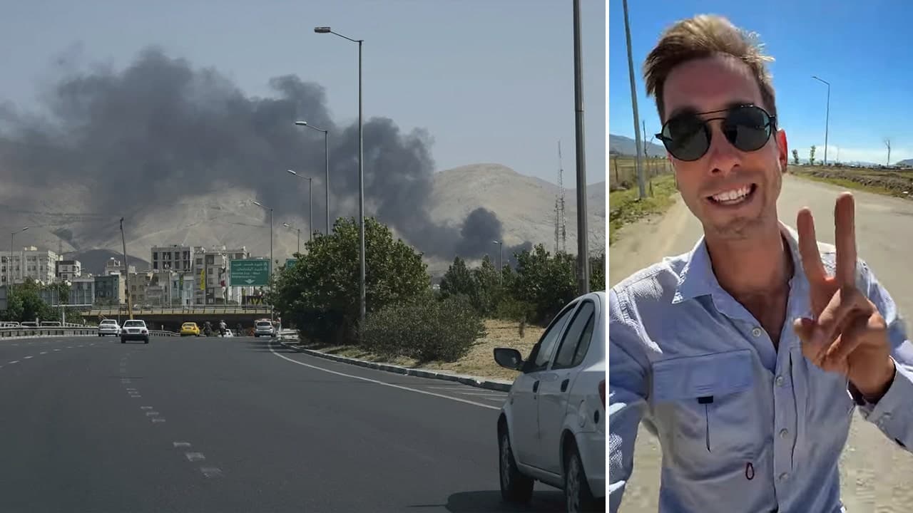 Image for American cyclist's global adventure derailed when 'bombs started falling' in Iran